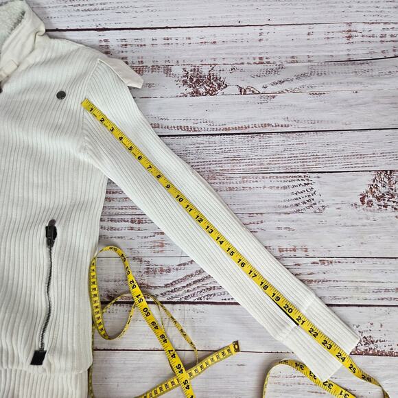 Cross Hatch Series 55 Chunky Knit Sweater Jacket Sz M Sherpa Line Thermal Ivory - Picture 16 of 16